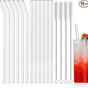 NETANY 12-Pack Reusable Glass Straws